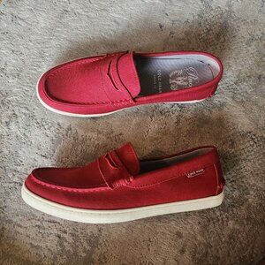 NEW Cole Haan Pinch Weekender Penny Loafers Mens 9.5 Red Canvas Slip On Shoes